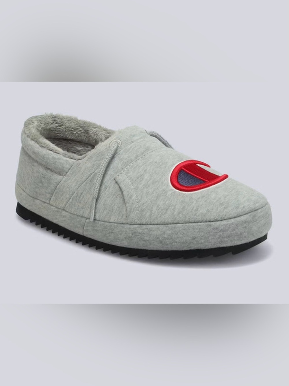Champion University 25 Slippers Gray Plush Lined House Shoes NWT Men 6 Women’s 8 - Picture 2 of 8